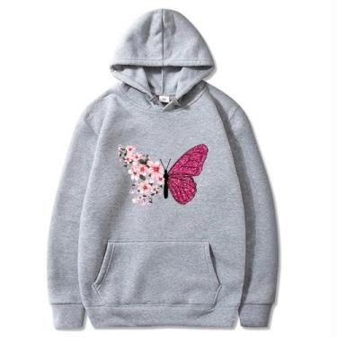 Imagem de Moletom Canguru Blusao De Frio Feminina Borboleta Florida Flores Butte