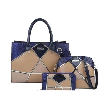 Imagem de Bolsa Tote De Patchwork Em Couro De Cobra Multicolorida De Grande Capa