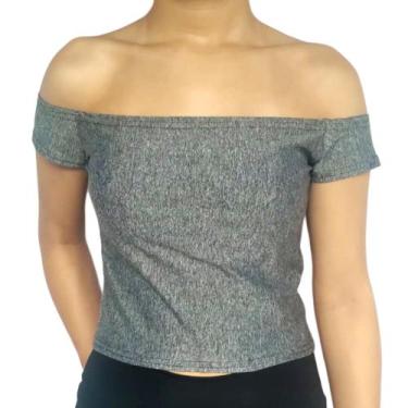 Imagem de Cropped Feminino Ciganinha Ombro a Ombro Liso Suplex Pp Ao Plus Size -