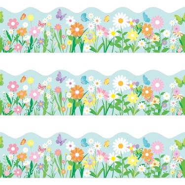 Imagem de Bordas de quadro de avisos de flores de primavera de 1,8 m para decoração de sala de aula, decoração de festa de escritório