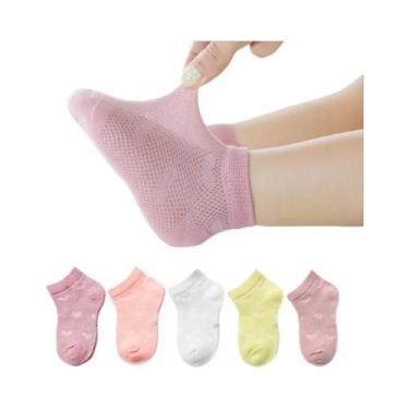 Imagem de Meias De Tornozelo Respiráveis Com Padrão De Coração Para Meninas, 5 P
