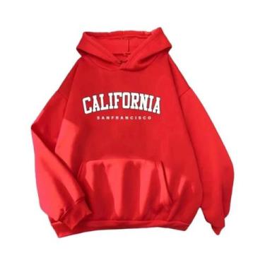 Imagem de Moletom Casual Feminino Com Capuz Manga Longa Outono Inverno Confortáv