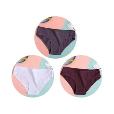 Imagem de Calcinhas De Algodão Femininas De Cintura Baixa 3 Peças Respirável M-X