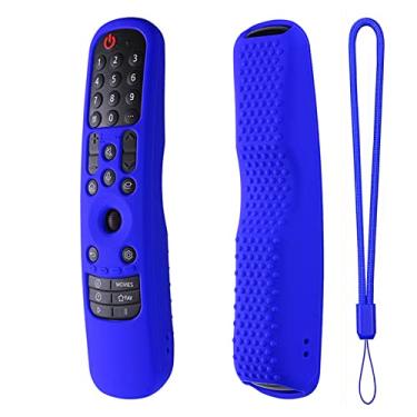 Imagem de Phefop Capa de Silicone para Controle Remoto, Capa Protetora à Prova de Choque para Mr21ga Mr21gc Com Aderência Antiderrapante e Cordão para Controle Remoto de Tv (Azul)
