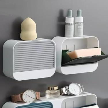 Imagem de 2 Suporte Porta Sabonete Parede Banheiro Saboneteira Adesivo BRANCO (Cinza)