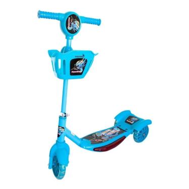 Imagem de Patinete Infantil 3 Rodas Musical Som Cesta E Luz Luzes Oferta Azul Menino Importway
