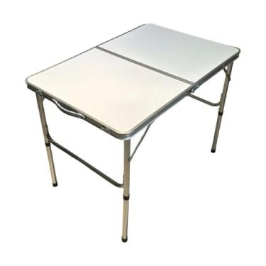 Imagem de Mesa Dobrável Vira Maleta Alumínio Com Alça Portátil 90x60cm Para Camping Pesca Jardim Área Externa Ou Interna Salão De Festas Gourmet Cor Branco