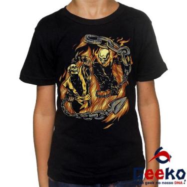 Imagem de Camiseta Infantil Scorpion 100% Algodão Mortal Kombat Geeko, Preto, 2