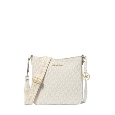 Imagem de Michael Kors Bolsa carteiro com logotipo de assinatura pequena Jet Set Travel, Creme claro multi