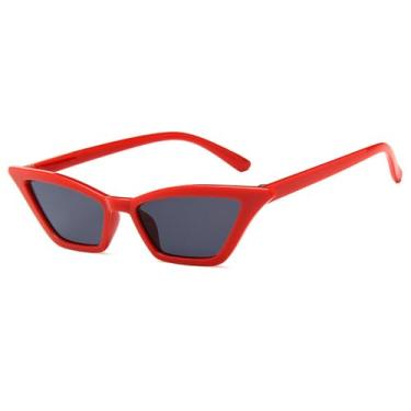 Imagem de Óculos de Sol gatinho de armação pequena em cores vibrantes, unissex, com proteção UV400, ideais para esportes ao ar livre como corrida e ciclismo, nas cores vermelho e cinza.