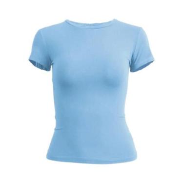 Imagem de Camiseta Feminina De Malha Slim Fit Com Manga Curta E Gola Redonda Est