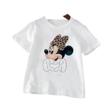 Imagem de Camiseta Infantil Minnie Mouse Branca De Manga Curta Para Meninas, Rou