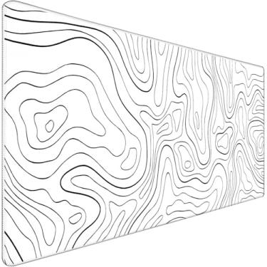 Imagem de Mouse pad para jogos, mouse pads grandes, à prova d'água, extra grande, grande, com borda costurada, 3GG, preto, antiderrapante, para jogadores, escritório e casa, linha preta