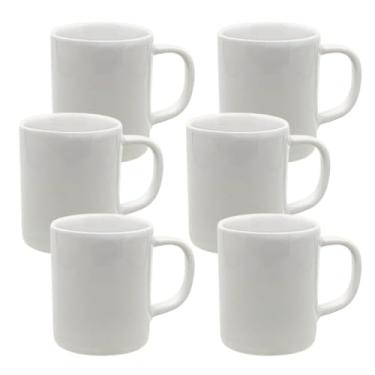Imagem de Jogo de 6 Canecas Xícara de Porcelana Preta - Ideal para Café, Chá e Cantinho do Café, Kit Mesa Posta Elegante para Casa (Branca)