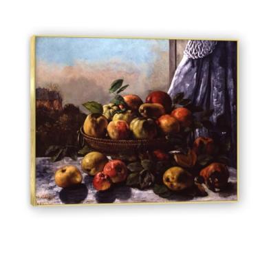 Imagem de NHLDZYH Moldura dourada. Arte de parede vintage - natureza morta com frutas - quadro de tela de estilo clássico - pintura de natureza morta com moldura decorativa. A08. 30 x 36 cm.