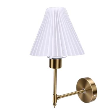 Imagem de Asixxsix Arandelas de Parede, Abajur de Tecido Estilo Nórdico, Luminária de Parede Sem Fio Recarregável para Quarto, Sala de Estar, Corredor, Interior, Cozinha, Lâmpada Não Incluída