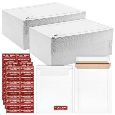 Imagem de Cmkura Pacote com 80 envelopes rígidos de 15 x 20 cm, envelopes de papelão planos de proteção para fotos, CD, documento, convite, cartão comercial, moedas, carimbos