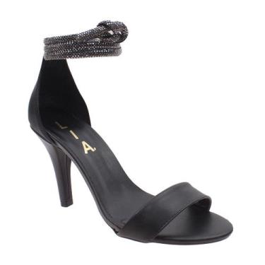 Imagem de Sandalia Feminina Casual Salto Alto Moderna Luxo Tiras em Strass Amarr