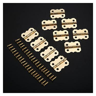 Imagem de Dobradiças 10 peças Mini pequena dobradiça de metal porta de armário joias caixa de madeira dobradiças móveis acessórios decorativos 25 * 20 mm ouro