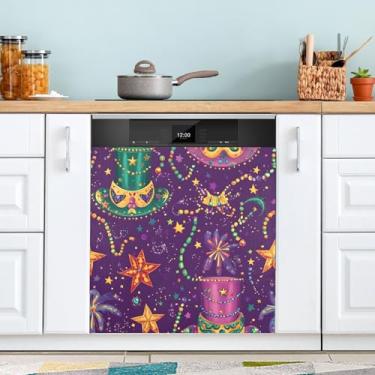 Imagem de ATTX Capa magnética para lava-louças com contas de carnaval | Adesivo decorativo de eletrodomésticos de 58,4 cm x 66 cm para armários domésticos e eletrodomésticos (78)