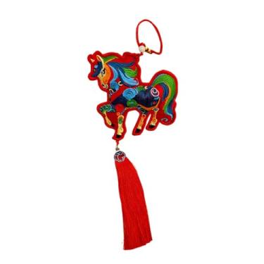 Imagem de CarpNettore Pingente de Cavalo em Pelúcia Bordada, Ornamento Do Zodíaco Chinês, Estatueta de Tecido, Colecionável, com Função de Pendurar, Ideal para Decoração de, Bordado Vermelho, Borlas