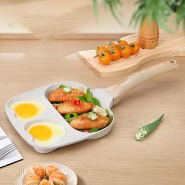 Imagem de Divided Frying Pan with Fun Shapes - Sturdy Aluminum Non-Stick Skillet Induction Hobs, Ergonomic Wooden Handle, Perfect Family Dinners