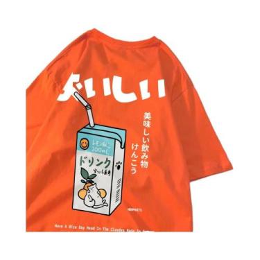 Imagem de Camiseta Unissex Oversized De Algodão Com Estampa De Gato Japonês, Man