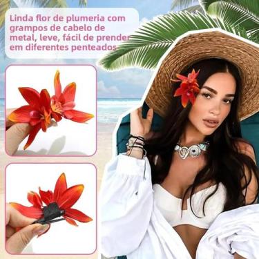Imagem de Presilha De Cabelo Orquídea Artificial Havaiana, Acessório Floral Boêm