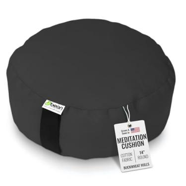 Imagem de BEAN PRODUCTS Almofadas de meditação Zafu para sentar no chão, almofada de ioga, almofada de ioga de algodão/trigo sarraceno, almofada de meditação Zafu, almofada de oração zen ajoelhada - Feito nos