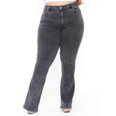 Imagem de Calça Jeans Flare Plus Size Marmorizada com bolso e com lycra - Taiga,