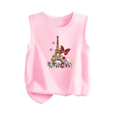 Imagem de Camiseta Regata Infantil Com Estampa De Desenho Animado, Torre Eiffel,