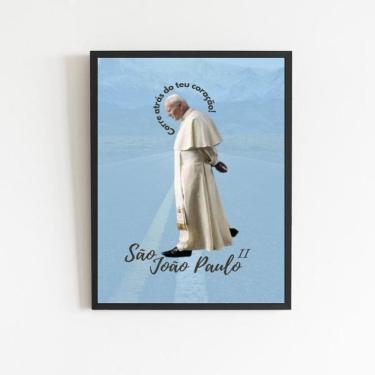 Imagem de Quadro Decorativo João Paulo Ii 45X34Cm - Com Vidro Preta