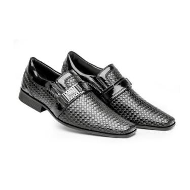 Imagem de Sapato Social Confort Macio Confortável Luxo 70194 Preto Verniz - Bert