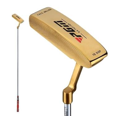 Imagem de Taco de golfe masculino canhoto ou direito de aço inoxidável para iniciantes para treinador de exercícios vara de golfe para taco de golfe (esquerda, dourada)