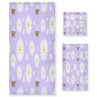 Imagem de xigua White Daisies Conjunto de toalhas de banheiro absorvente macio 3 peças toalha de banho toalha de mão toalhas decorativas para banheiro, academia, hotel, praia, piscina