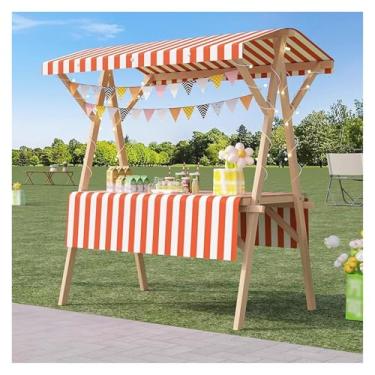 Imagem de Carrinho de comida de madeira dobrável – Suporte portátil para exibição de mercado ao ar livre para festivais e eventos de rua, carrinho de mão com design elegante (120 x 60 x 200 cm)