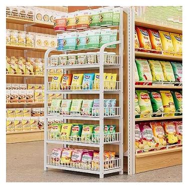 Imagem de Prateleira de lanche comercial - Suporte de exibição de supermercado de 3/4/5 níveis para loja de conveniência, farmácia e cozinha doméstica - Armazenamento versátil para lanches, bebidas, brinquedos