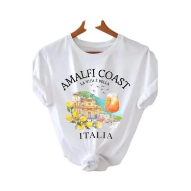 Imagem de Camiseta Harajuku Da Costa De Amalfi, Itália, Com Estampa De Limão, Es