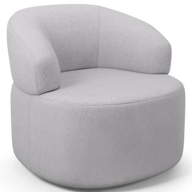 Imagem de Poltrona Giratória Orgânica Para Sala De Estar Living Helena L02 Linho Cinza - Lyam Decor
