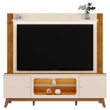 Imagem de Estante Home Maceió Off White/canela Para Tv Até 75” - Mobler Off White/canela