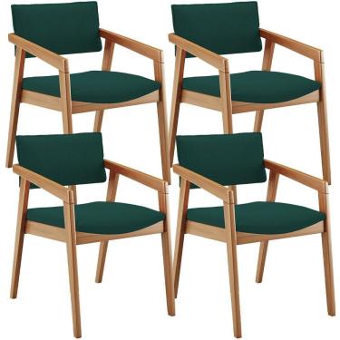 Imagem de Kit 04 Cadeiras Para Sala De Jantar Estar Living Giorgia B04 Bouclê Verde