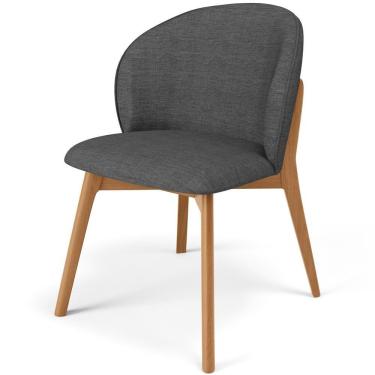 Imagem de Cadeira De Jantar E Estar Living Estofada Mia L02 Linho Cinza Escuro