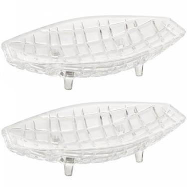 Imagem de 2 Centros de Mesa Cristal Deli Lyor 26x14x5,5cm Fruteira Decorativo Sa