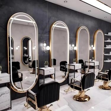 Imagem de Espelho Oval Corpo Inteiro 170X70 com LED 3 Intensidades Jateado Lopaz