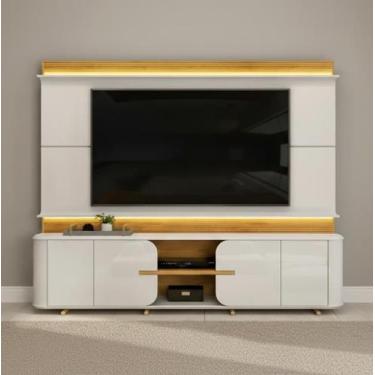 Imagem de Estante para Tv até 75 Polegadas 200cmx240cm Ripado 100% Mdf com Led L