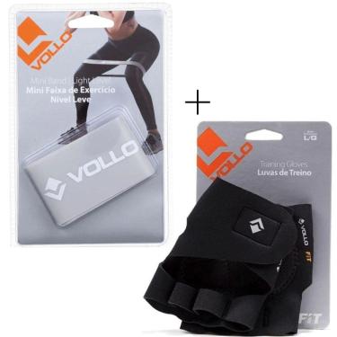 Imagem de Kit 01 Luva De Musculação Vollo Training  Academia+ 01 Mini Faixa De Exercício Mini Band Vollo
