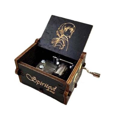 Imagem de Caixa de música Chihiros Hand Manivela Antiga de Madeira Esculpida 85g