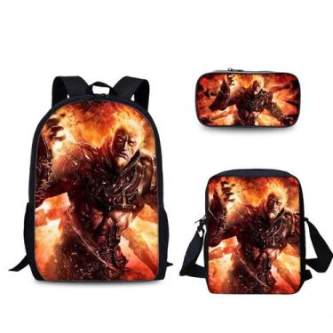 Imagem de Conjunto de mochilas Kratos School de 3 peças para estudantes - Yiweis