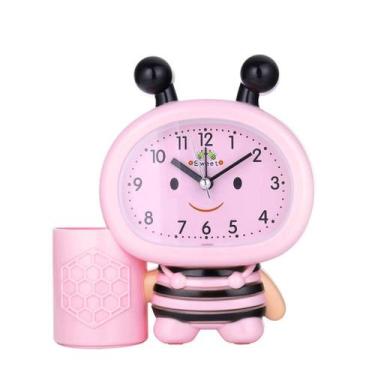 Imagem de Alarm Clock Bee Pen Holder Desktop Plástico Rosa - yiweisai
