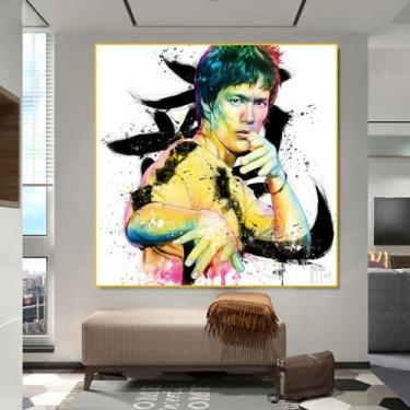 Imagem de Pôster de pintura de parede em tela Bruces Lees Anime 40x40cm - yiweis